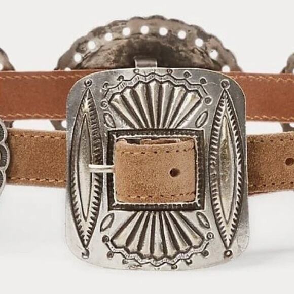 Polo Ralph Lauren Women's Brown Classics Metal Accent Suede Belt Size M - Picture 2 of 8